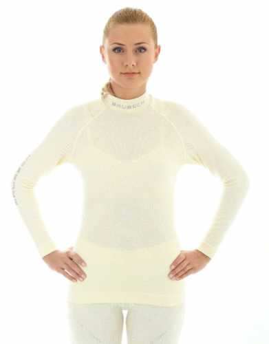 Теплая тонкая женская термофутболка BRUBECK LS10500 Wool Merino белого цвета.